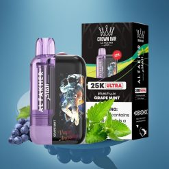 Al Fakher Crown Bar Ultra 25K Disposable Vape Grožđe Mentol LED Display Type-C